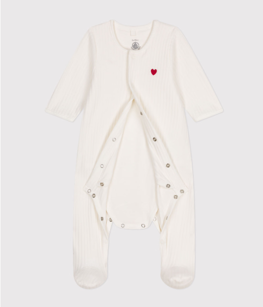 Petit Bateau Uniseks Bodyjama Van Velours - Wit