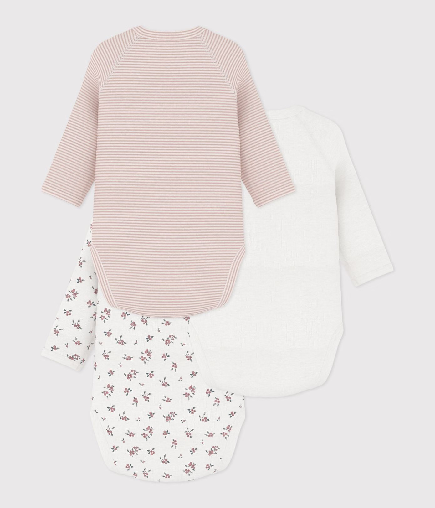 Petit Bateau 3 Bodies Geboorte Lange Mouwen - Multicolor