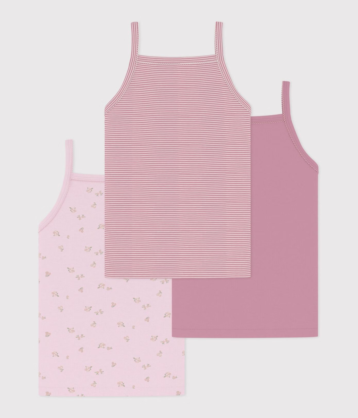 Petit Bateau 3 Hemdjes Met Bandjes - Multicolor