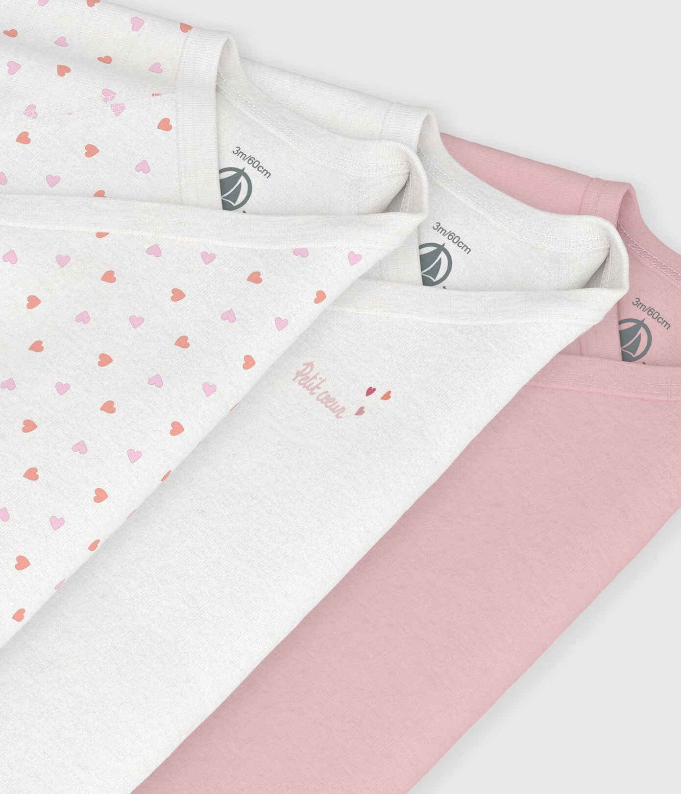 Petit Bateau 3 Bodies Geboorte Lange Mouwen - Multicolor
