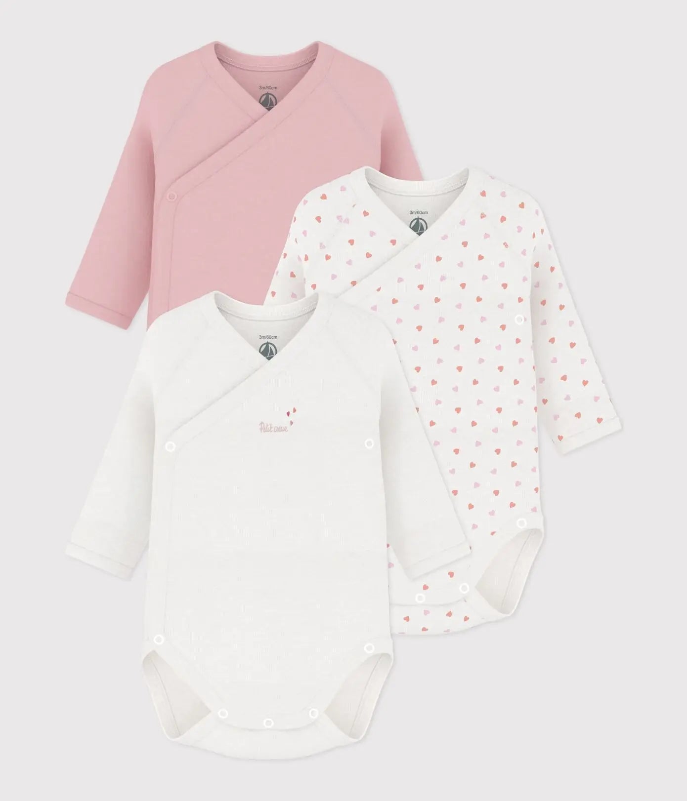 Petit Bateau 3 Bodies Geboorte Lange Mouwen - Multicolor