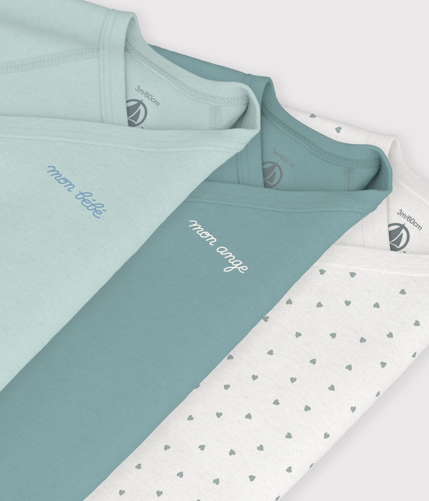 Petit Bateau 3 Bodies Geboorte Lange Mouwen - Multicolor