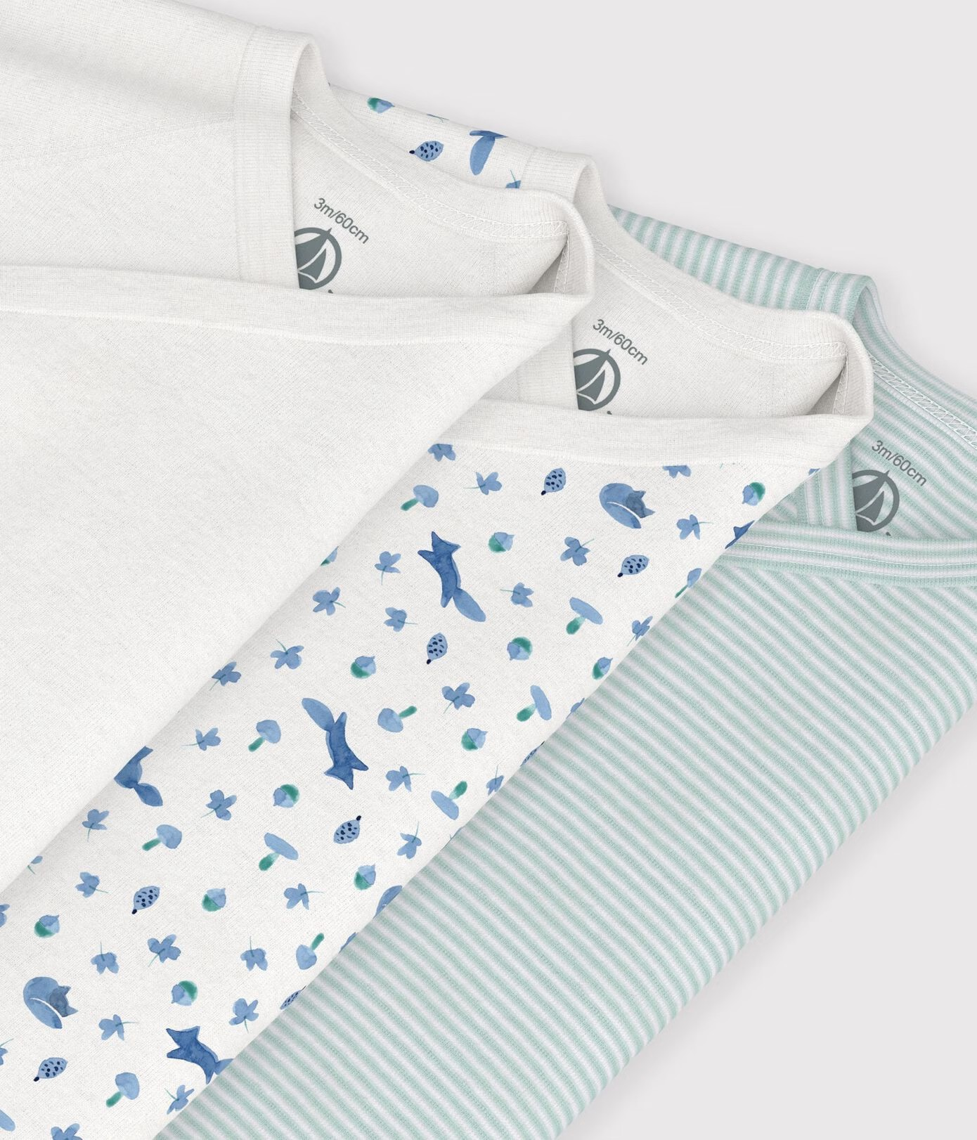 Petit Bateau 3 Bodies Geboorte Lange Mouwen - Multicolor
