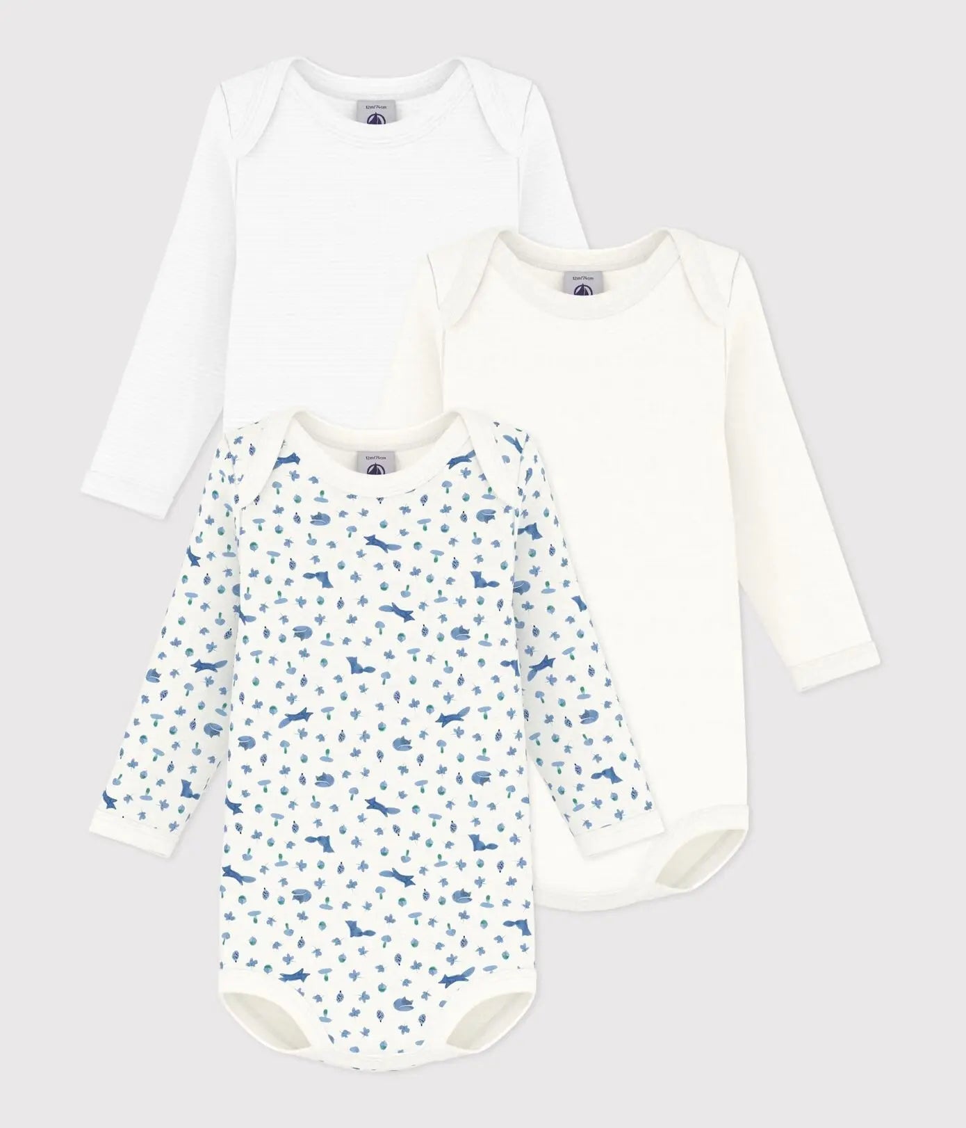 Petit Bateau 3 Bodies Amerikaanse Hals Lange Mouwen - Multicolor