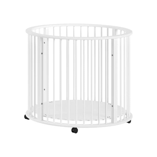 Jaxx Dino ronde babybox Ø 90 cm op wielen - Wit