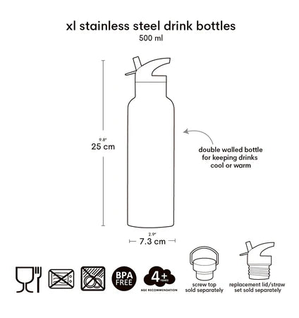 Little Lovely XL Stainless Steel Drinkbus 500ml - Robots