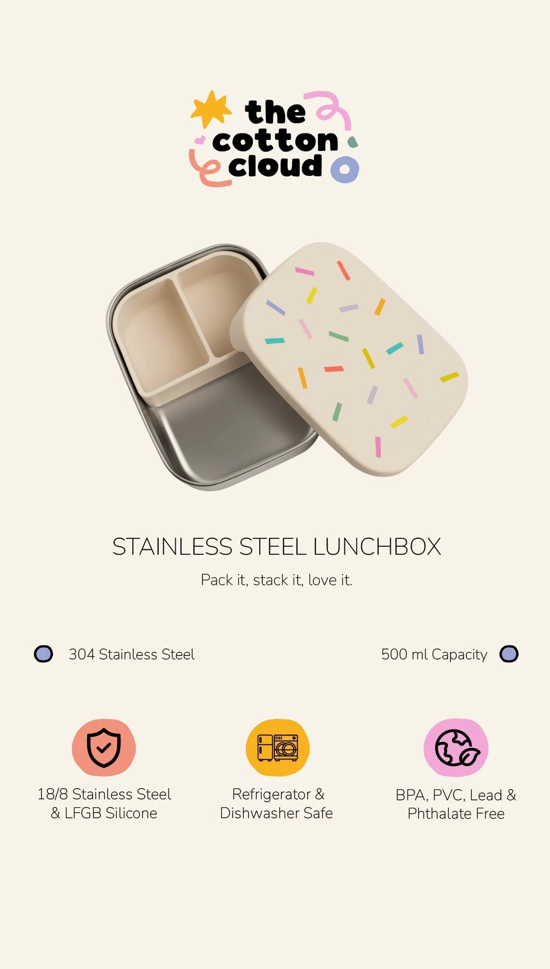 The Cotton Cloud Stainless Steel Lunchbox - Cherry Pop