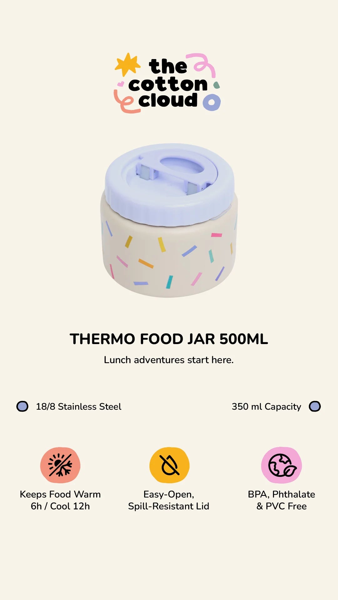 The Cotton Cloud Thermo Food Jar 350ml - Woof Gang