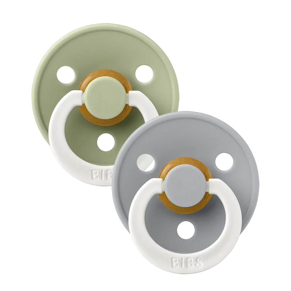 BIBS Fopspeen Rond GLOW 2-pack - Sage/Cloud