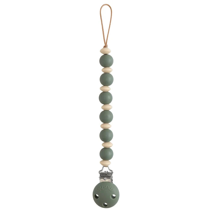Mushie Siliconen Speenkoord met clip - Luna Dried Thyme
