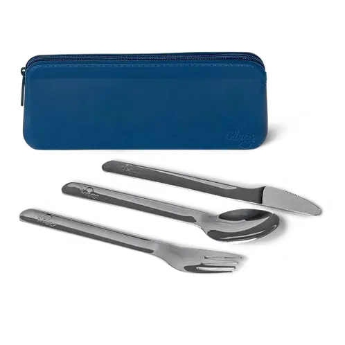 Citron Cutlery Set With Pouch - Blue