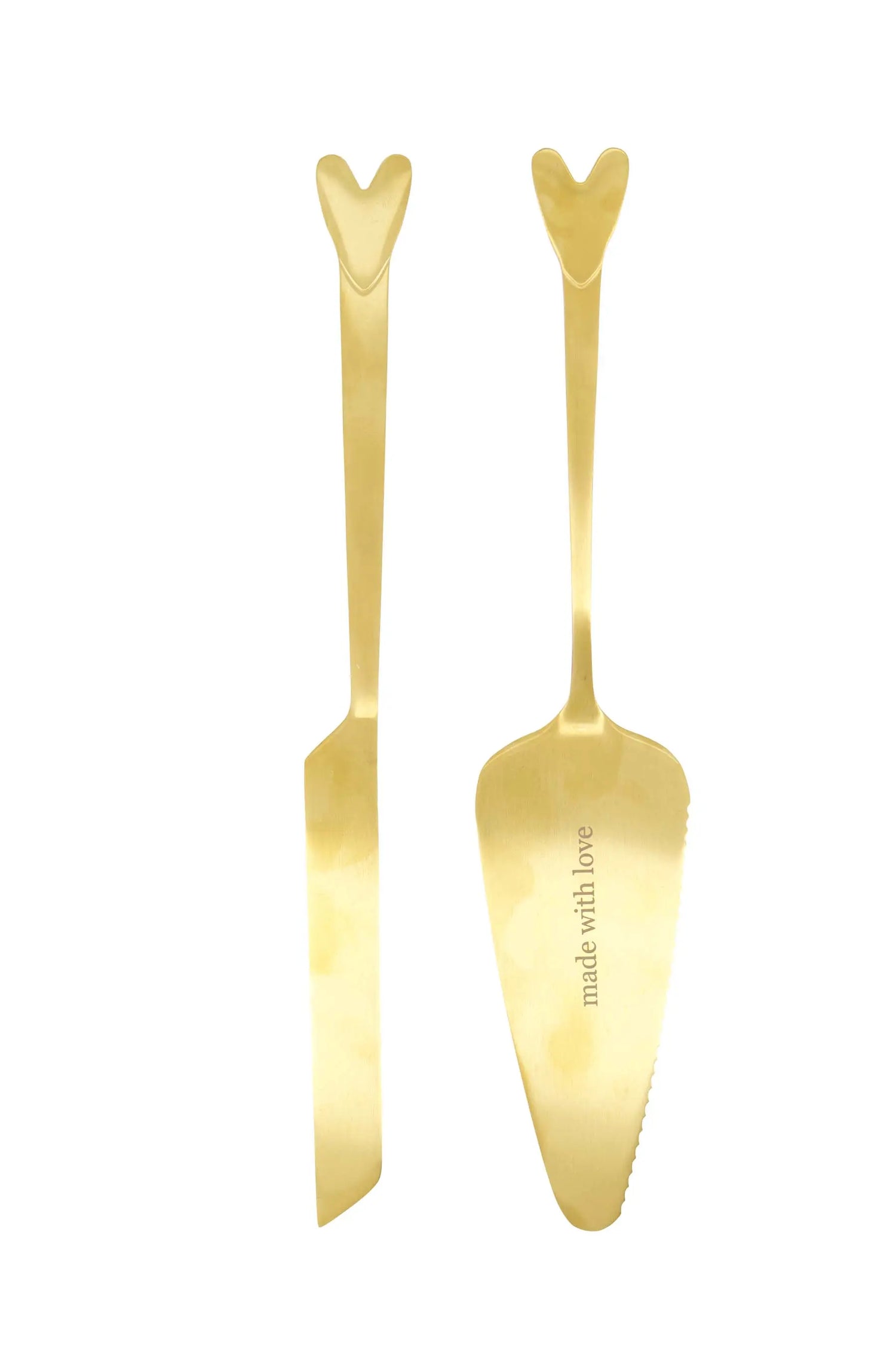 Zusss Cake Server and Knife - Made With Love Heart Gold