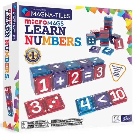 Magna-Tiles Micro Mags Learn Numbers 56 Stuks - Blauw Rood