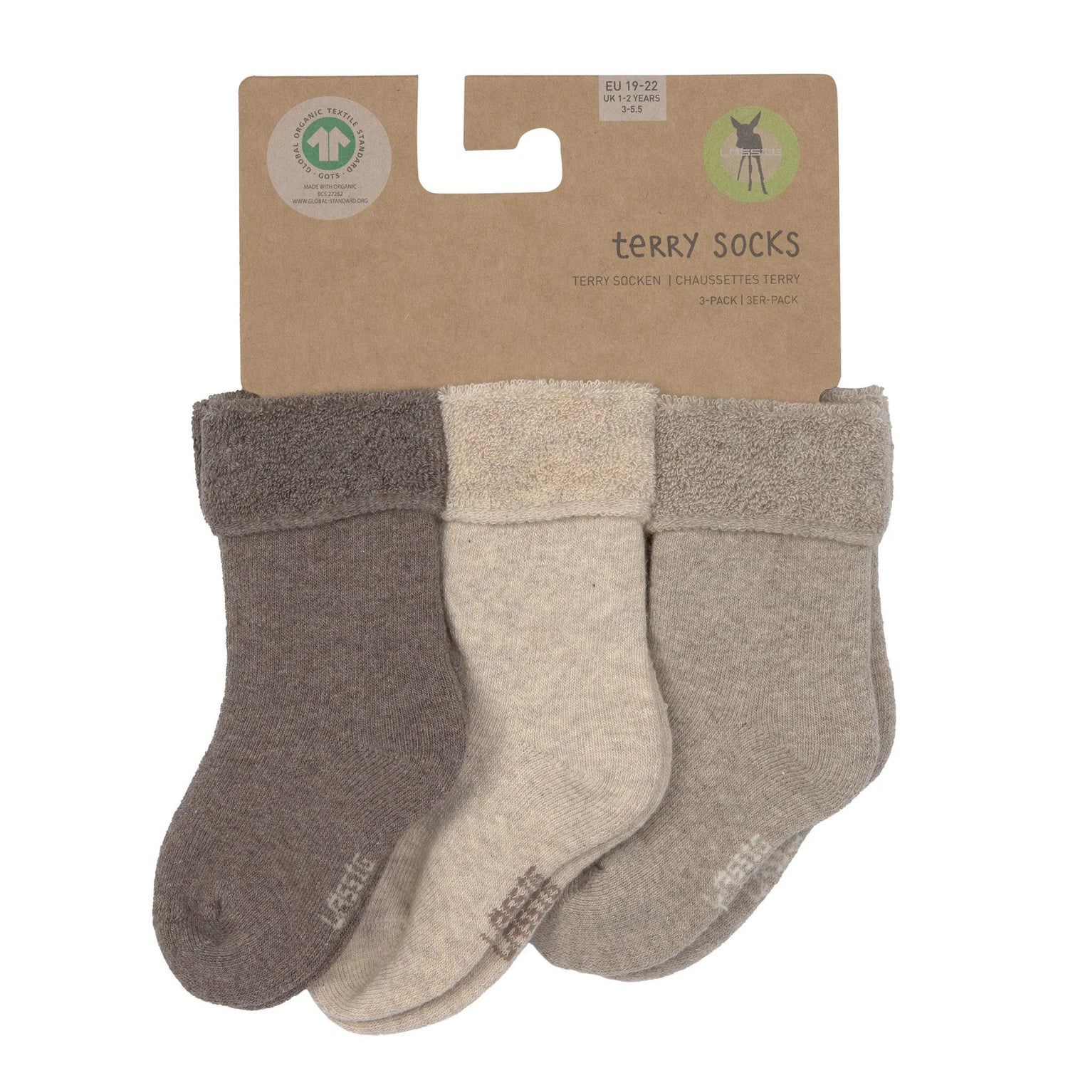 Lässig 3-pack Sokken GOTS - Brown/Beige