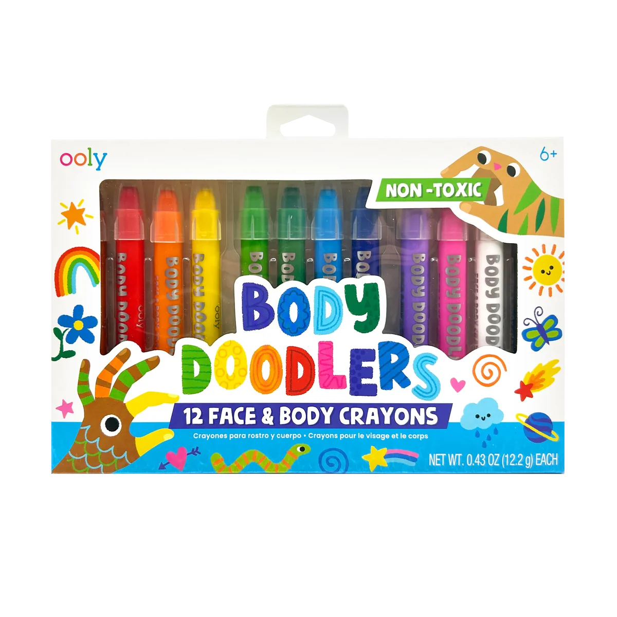 Ooly - Body Doodlers - Gezicht en Lichaamskrijtjes - Set van 12 Krijtjes