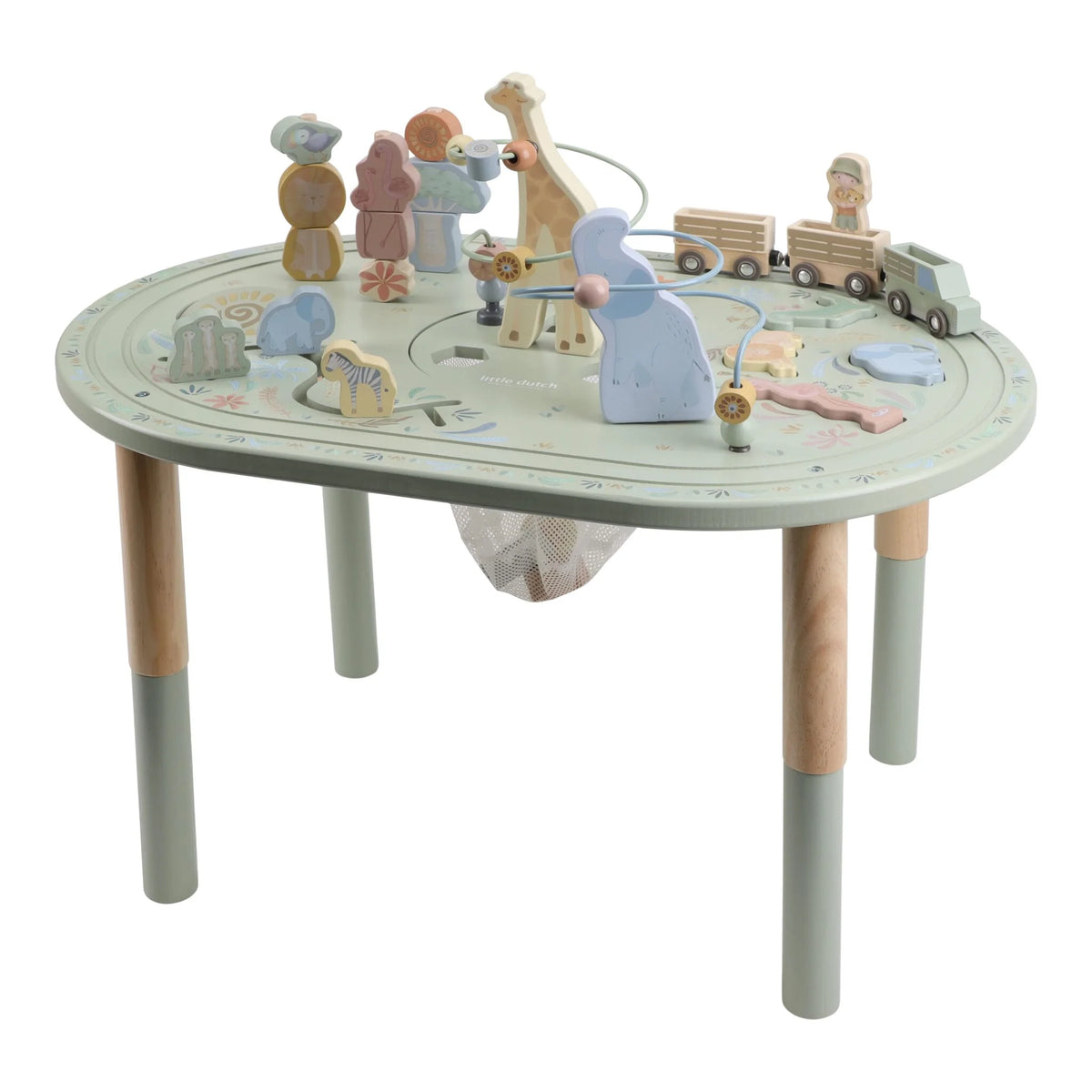 Little Dutch - Houten Activiteitentafel XL - Safari Friends - Groen