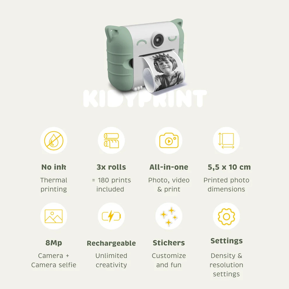 Kidywolf Kidyprint Thermische Printcamera - Groen