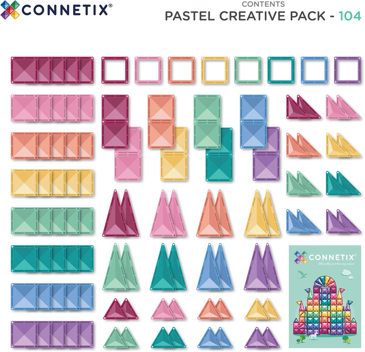 Connetix Magnetisch Tegels 104 Stuks - Pastel