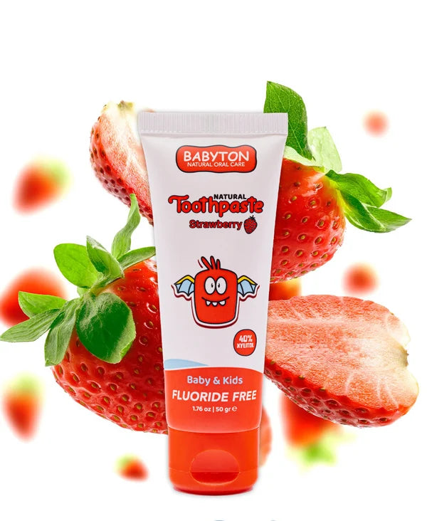 Babyton Tandpasta Baby & Kind Fluoridevrij (50g) - Aardbei