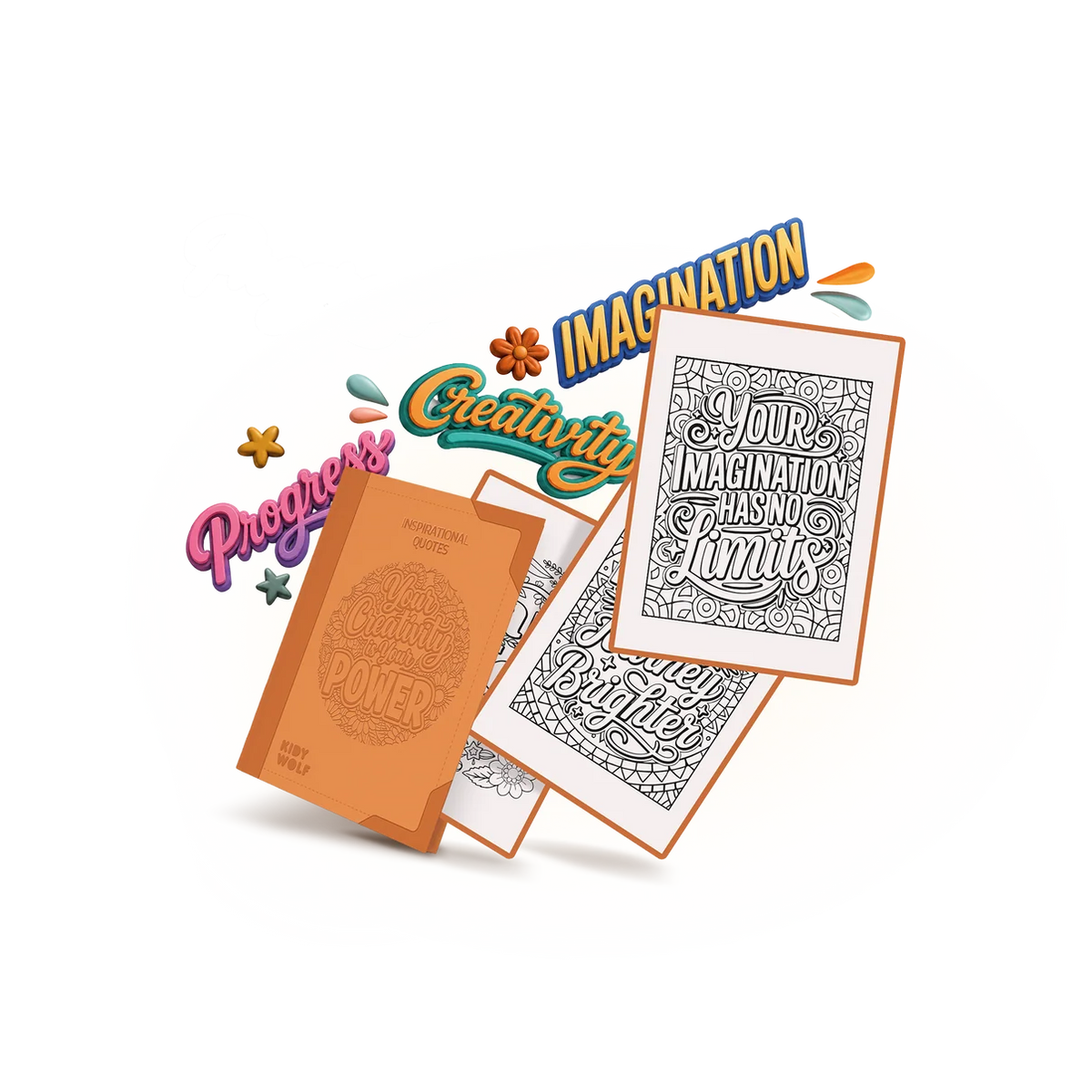 Kidiwolf Refill KidydrawPad 30 Overtrektekeningen - Quotes
