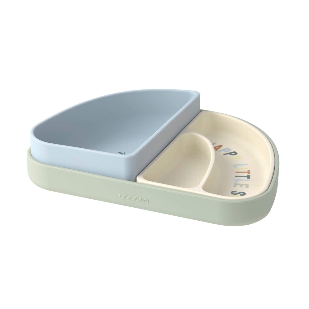 LÄSSIG Silicone Section Dish Set – Regenboogvormige kinderserviesset Happy Fruits Lemon