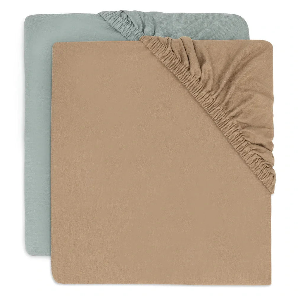 Jollein - Hoeslaken Jersey 60x120cm - 2pack - Sea Green / Biscuit