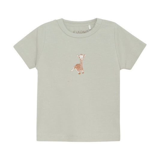 Jersey T-shirt Met Korte Mouwen Van Biokatoen - Giraffe/Mineral Gray