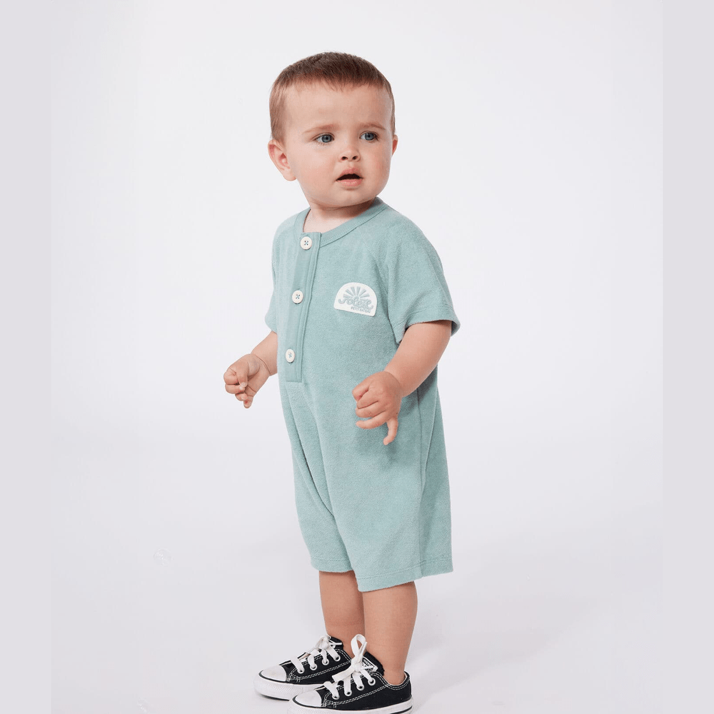 Petit Bateau Kort Babypakje Van Effen Katoenen Badstof Met Korte Mouwen - Groen