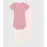 Petit Bateau Set Van 3 Katoenen Rompers Met Korte Mouwen En Hartjesprint
