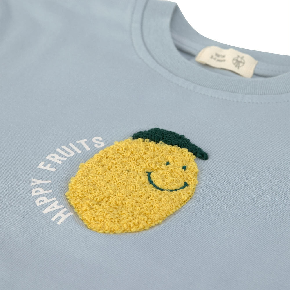 Lässig T-Shirt Jersey GOTS - Lemon/Light Blue