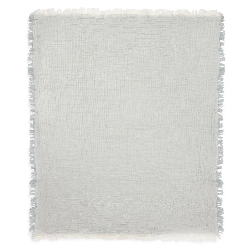 Jollein Hydrofiel Wiegdeken 75x100cm Fringe Stripe - Sea Green/Ivory