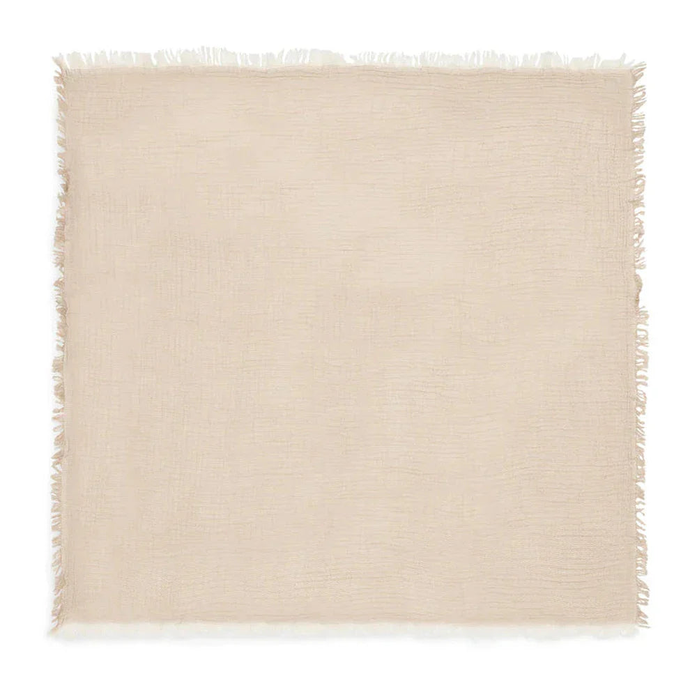 Jollein Hydrofiel Wiegdeken 75x100cm Fringe Stripe - Biscuit/Ivory