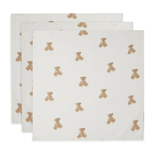Jollein 3 Hydrofiele Doeken 70x70 - Teddy Bear
