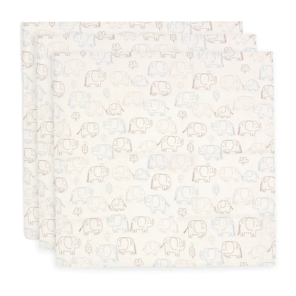 Jollein Hydrofiele Doek Large 115x115cm - Elephant Tales - 2 Stuks