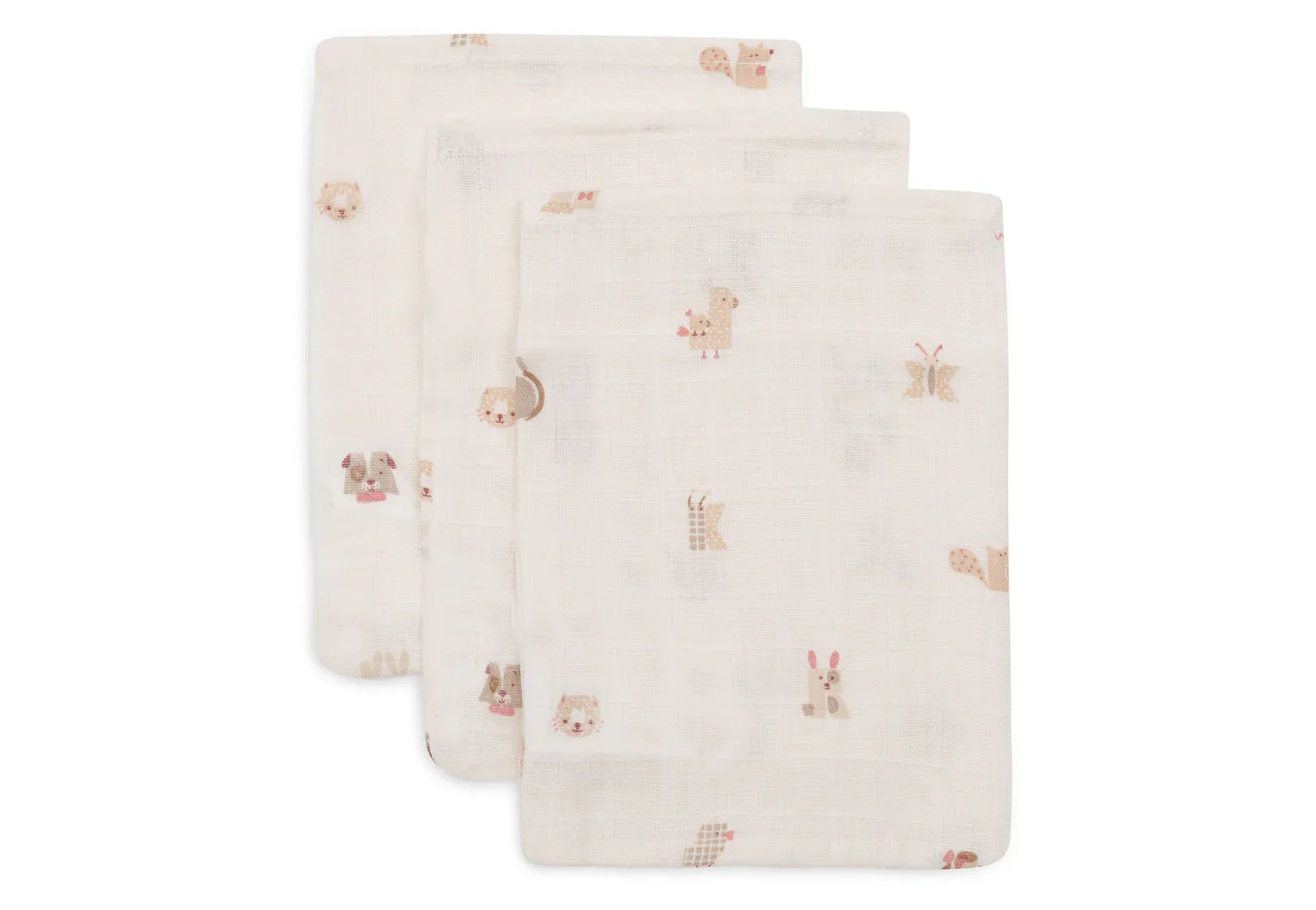 Jollein Hydrofiele Washandjes 3-pack - Animal Friends