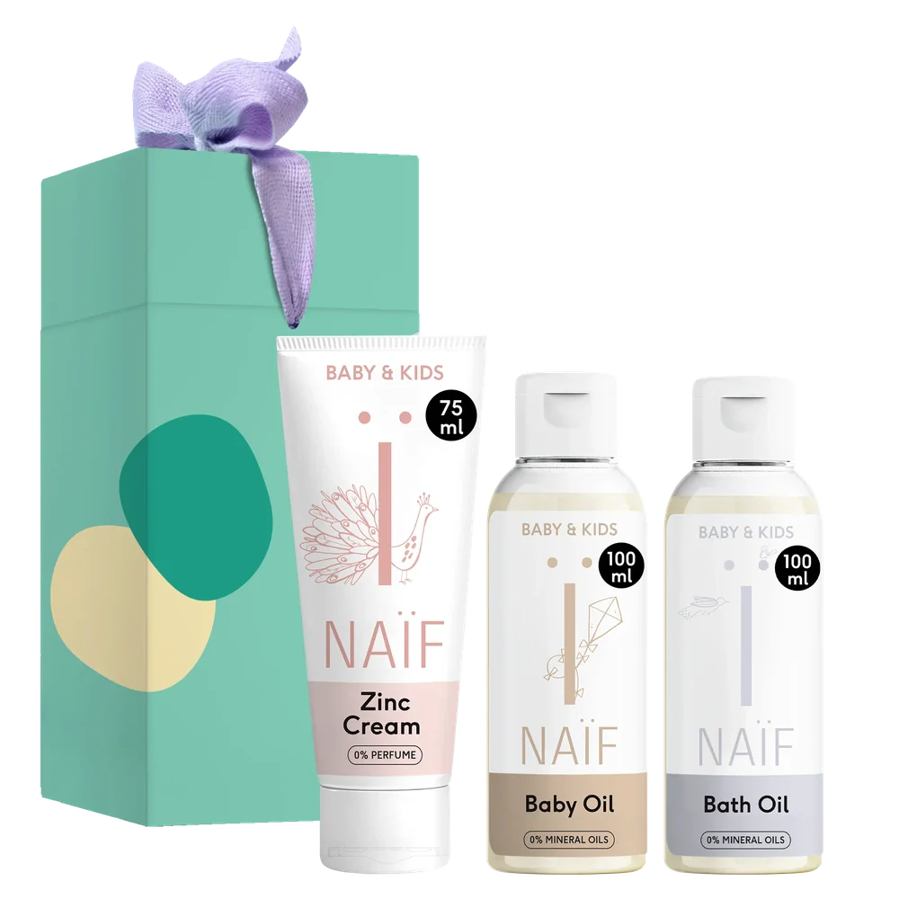 Naïf Cadeauset Newborn Essentials | Badolie, Billencrème, Verzachtende Massageolie