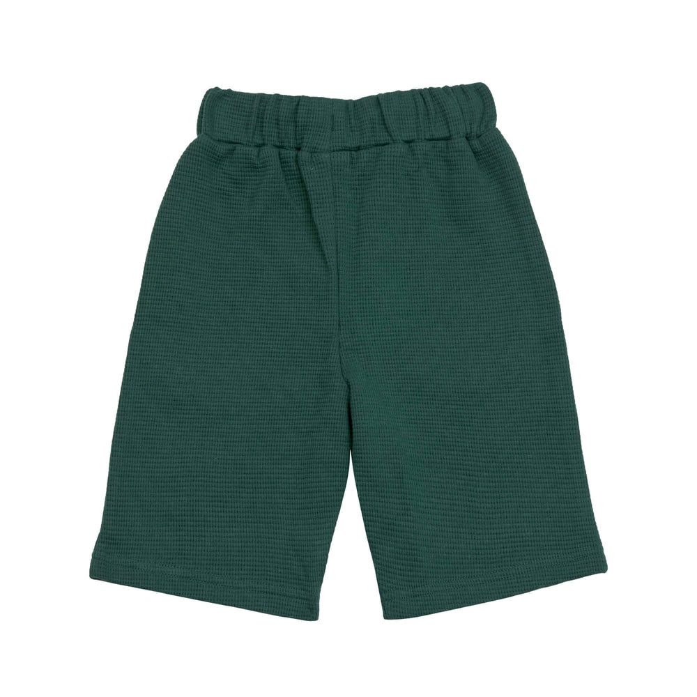 Lässig Shorts Waffle GOTS - Dark Green