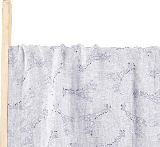 Happy Bear Hydrofiele Doek/Tetradoek/Swaddle/Inbakerdoek In Katoen 120x120 - Blue Giraffe