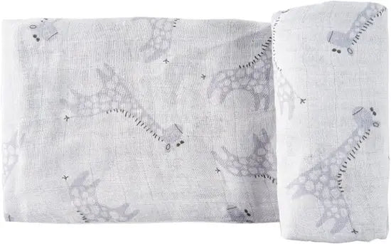 Happy Bear Hydrofiele Doek/Tetradoek/Swaddle/Inbakerdoek In Katoen 120x120 - Blue Giraffe