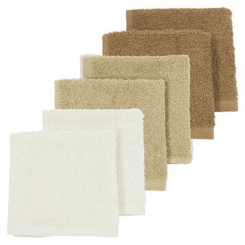 Meyco Monddoekjes 30X30cm 6-Pack Badstof - Offwhite/Sand/Toffee