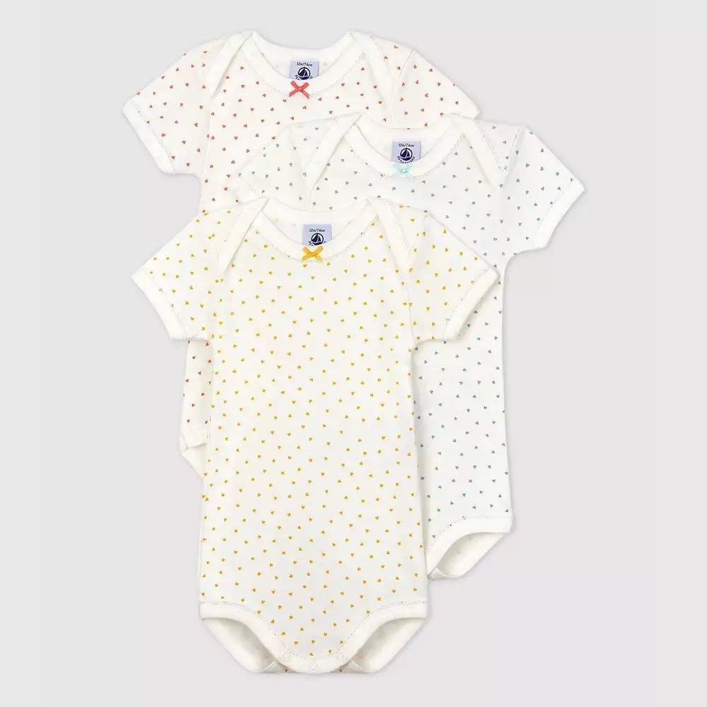 Petit Bateau | Set Van 3 Body's Met Korte Mouwen En Hartjes