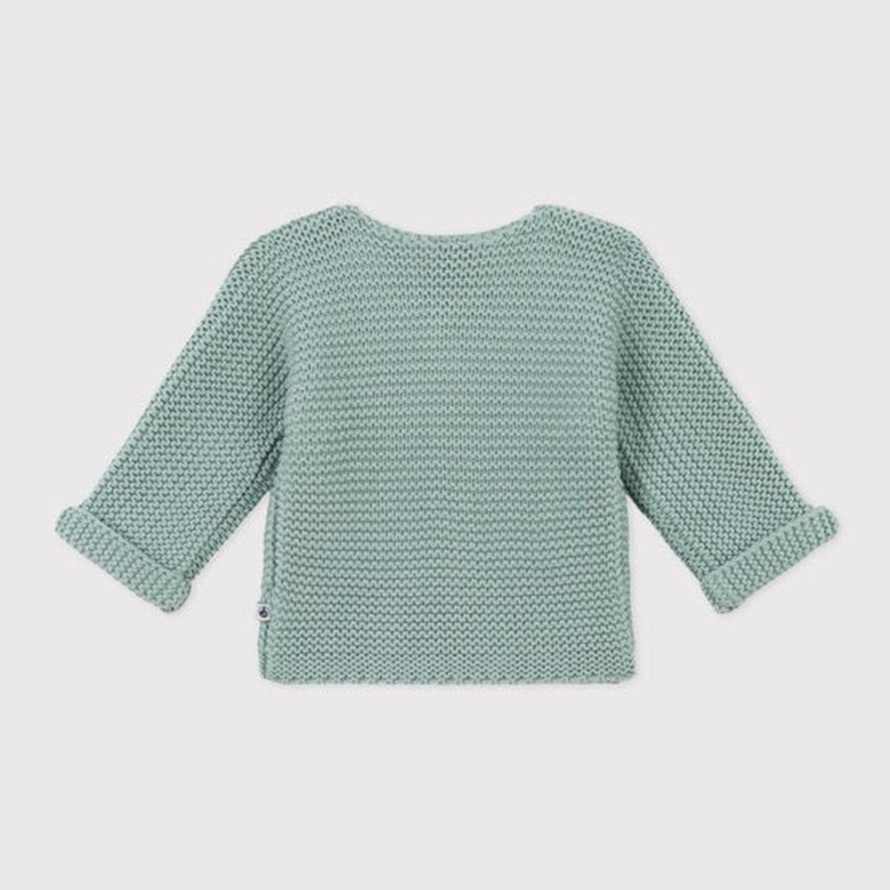 Petit Bateau | Gebreide Uniseks Baby Cardigan In Ribbelsteek - Sage
