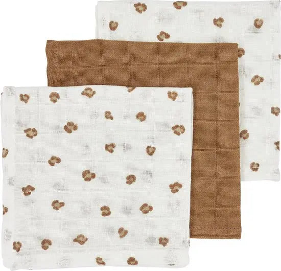 Meyco Hydrofiele Monddoekjes 30x30cm - 3-Pack - Panther/Toffee