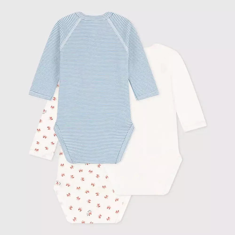 Petit Bateau | Set van 3 overslag body’s met lange mouwen Petit Bateau