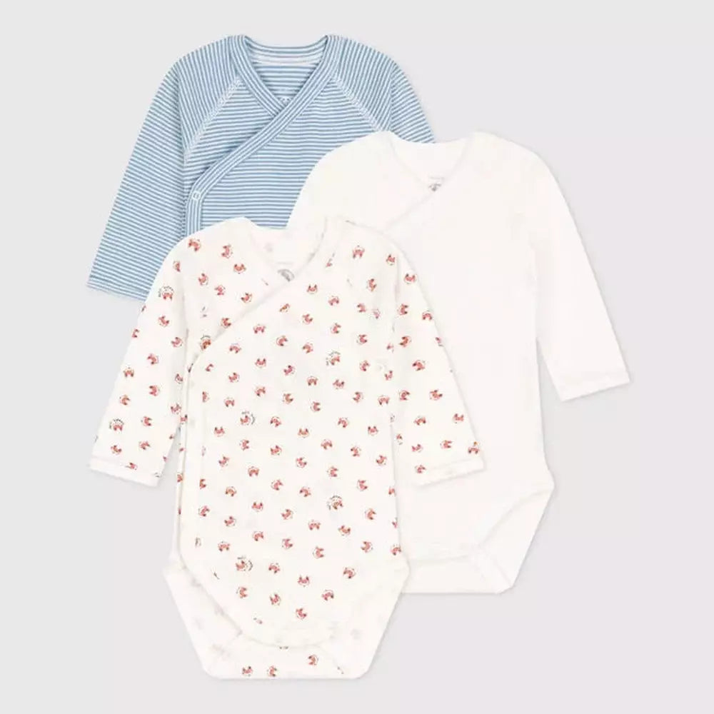 Petit Bateau | Set van 3 overslag body’s met lange mouwen Petit Bateau