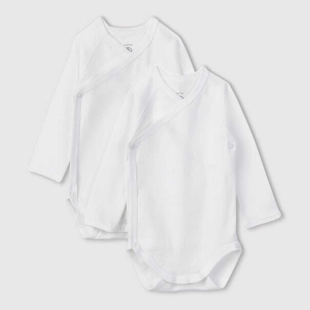 Petit Bateau | Set van 2 overslag body’s met lange mouwen Petit Bateau wit