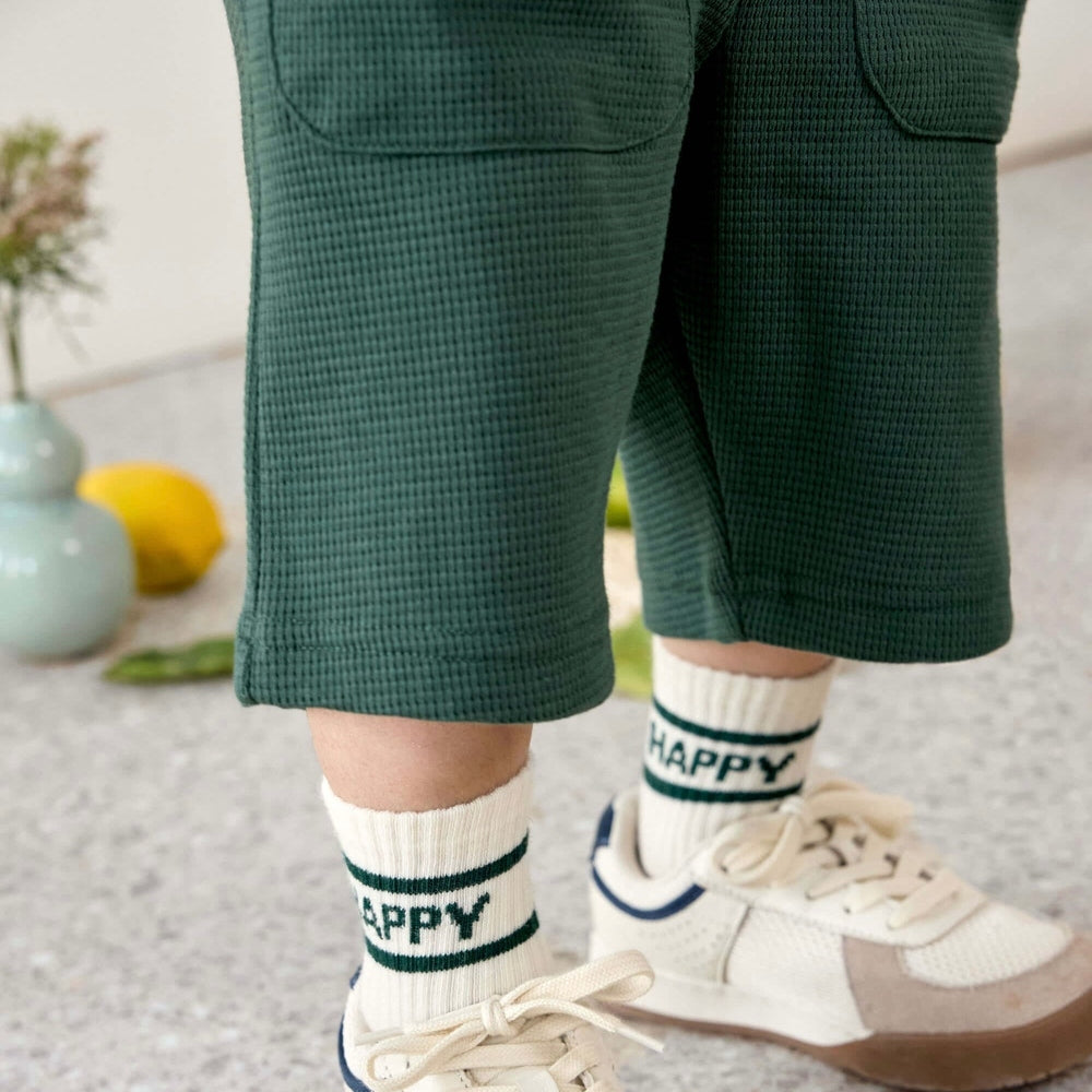 Lässig Shorts Waffle GOTS - Dark Green