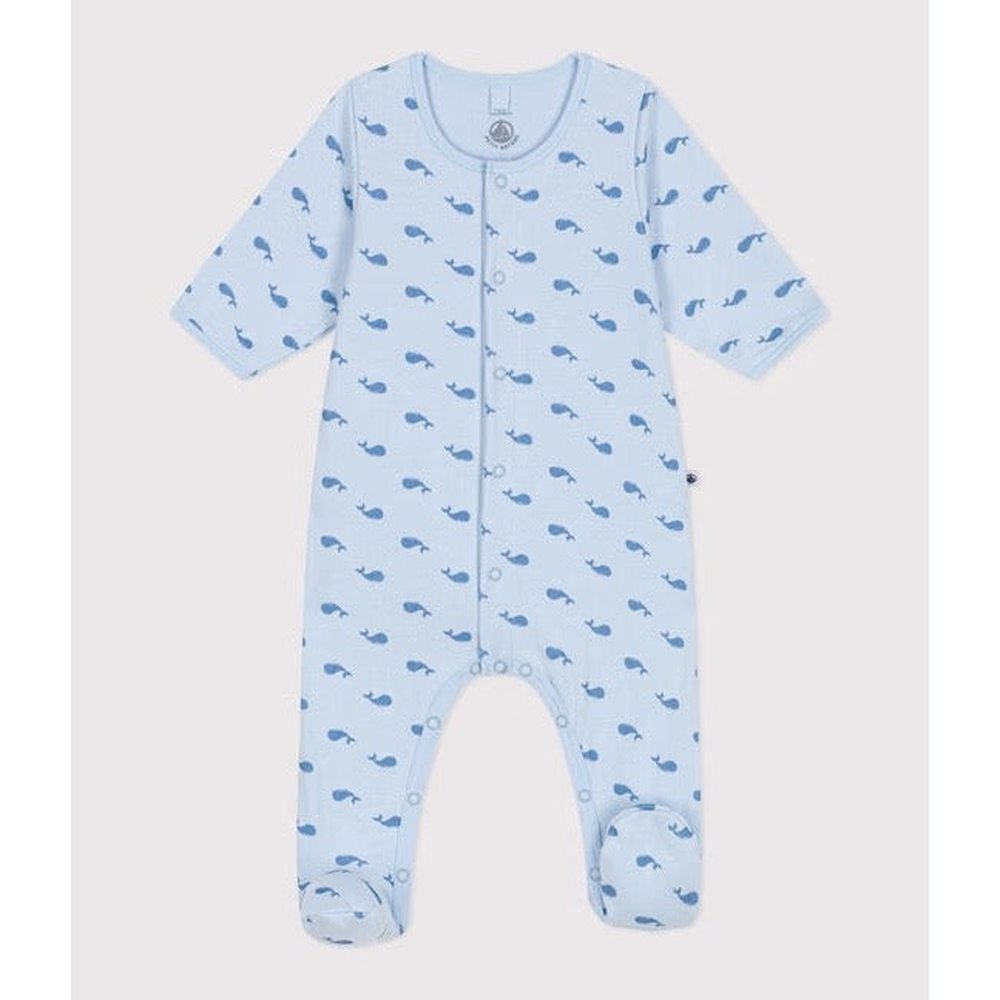 Petit Bateau Bodyjama Met Walvisprint In Tubic Voor Baby’s