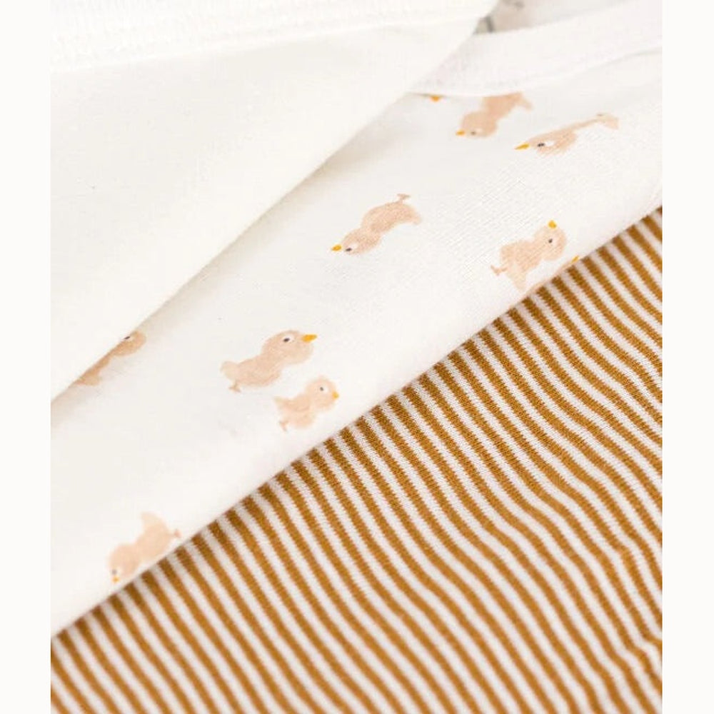 Petit Bateau | Set van 3 Katoenen Body’s Met Lange Mouwen - kuikentje