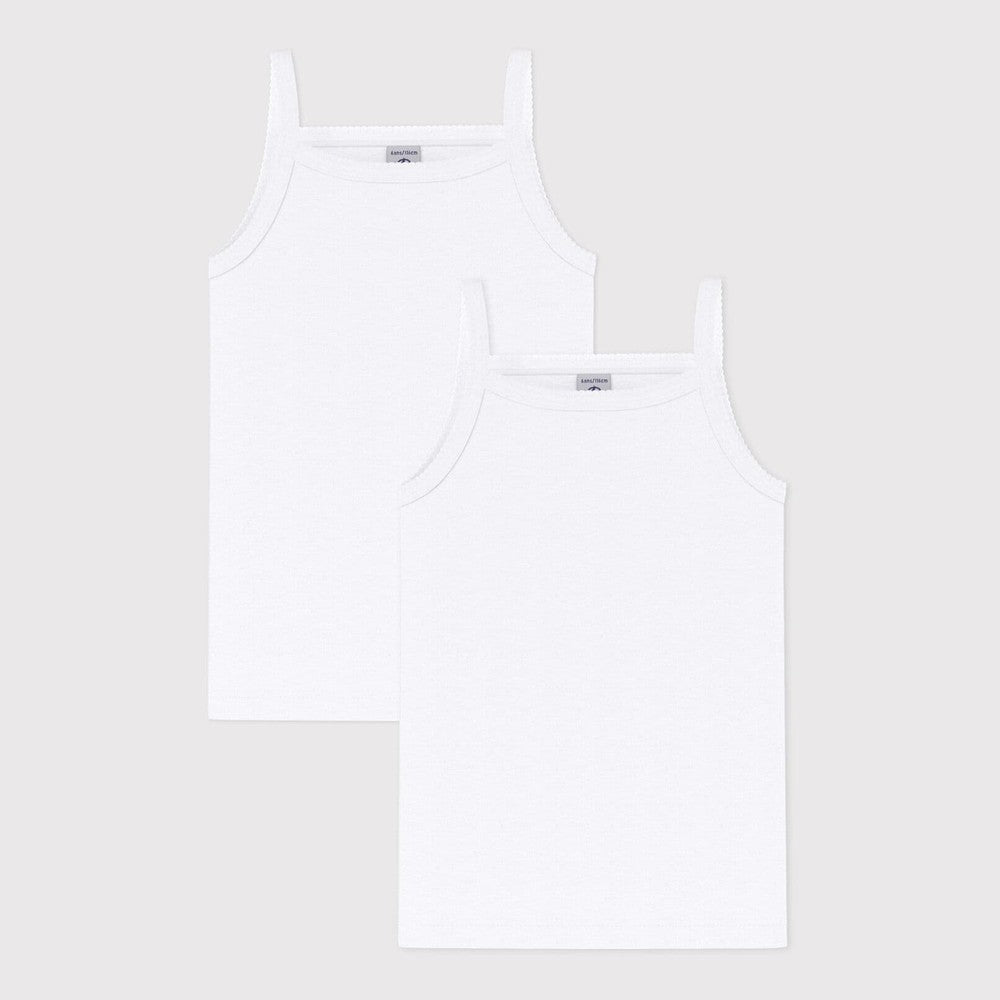 Petit Bateau Set Van 2 Witte Onderhemdjes Met Spaghettibandjes